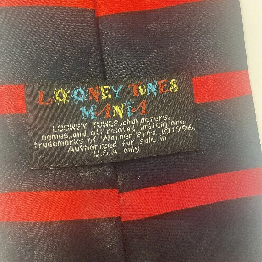 Vintage 90s Looney Tunes Mania Tie Black Neck Tie Bugs Bunny Daffy Duck Tweety